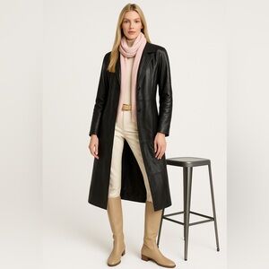 Wilsons Genuine Leather Black Thinsulate Full-Length Classic Trench Style Coat